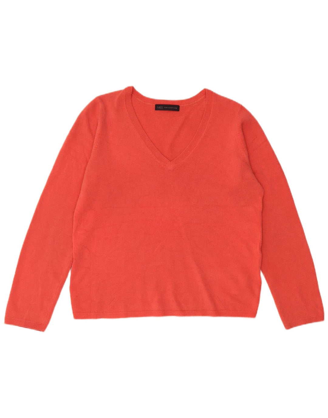 Marks & Spencer Suéter con cuello en V para mujer UK 40 Acrílico rojo mediano