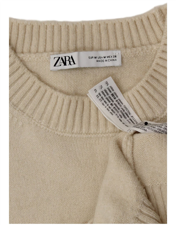 Zara Mujer Crop Vest Camiseta Sin Mangas UK 40 Mediano Off White Poliéster