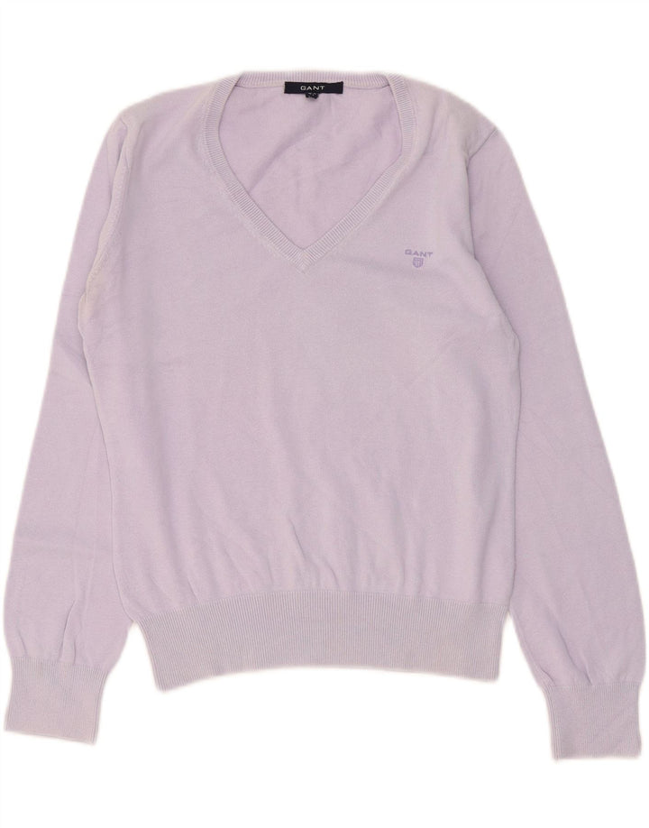 GANT Jersey con cuello en V para mujer UK 44 Large Algodón morado