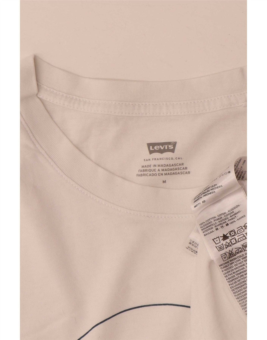 Levi's Camiseta gráfica para mujer Top UK 44 Algodón blanco mediano