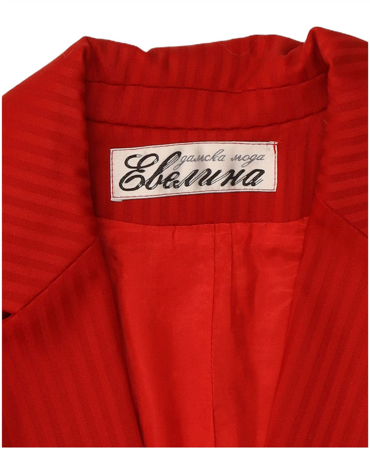 Vintage mujer crop 1 botón Blazer chaqueta Reino Unido 14 raya roja mediana