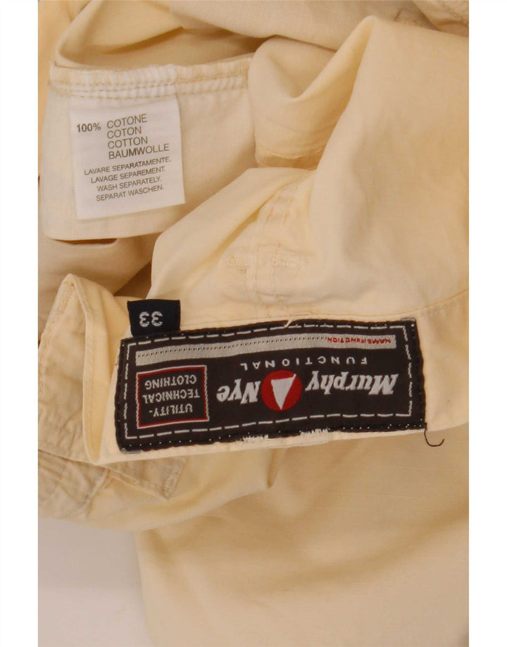 Murphy & Nye Pantalones cortos tipo cargo para hombre W33 Medium Off White Cotton