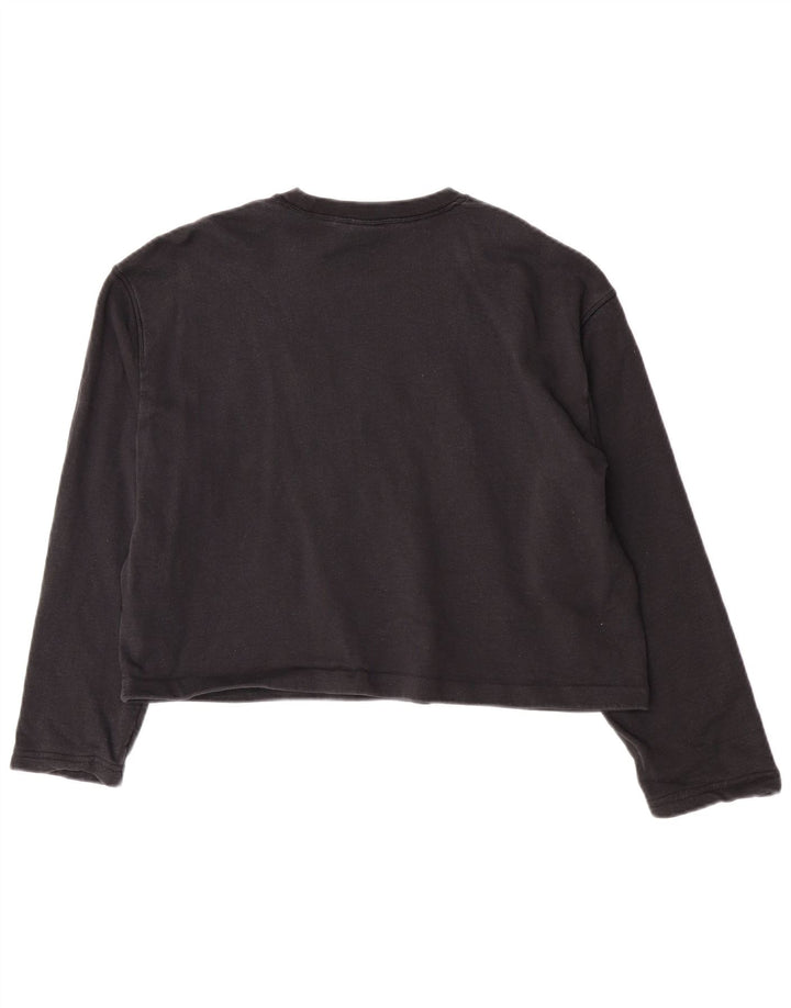 Adidas Mujer Oversize Crop Graphic Top Manga Larga UK 8 Small Negro