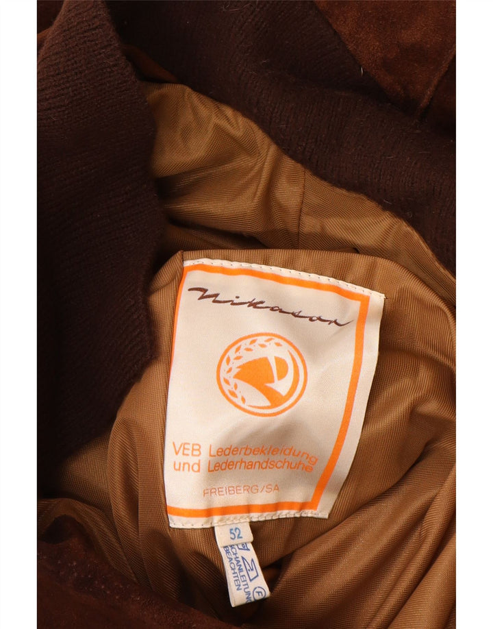 Chaqueta de ante vintage para hombre IT 52 XL cuero marrón