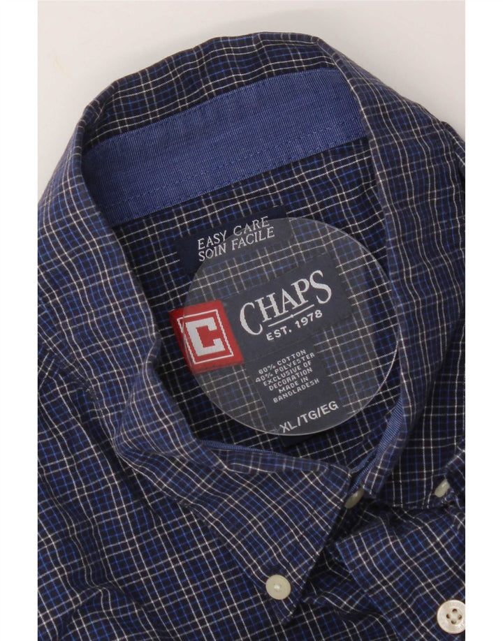 Chaps Camisa de fácil cuidado para hombre XL Algodón a cuadros azul marino