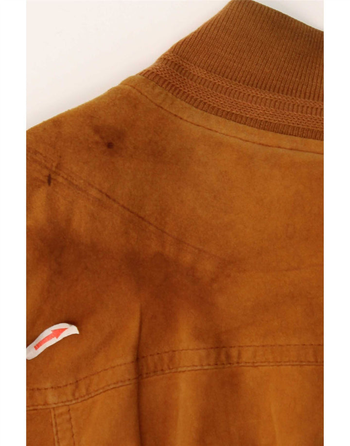 Vintage mujer ante bomber chaqueta Reino Unido 18 XL marrón