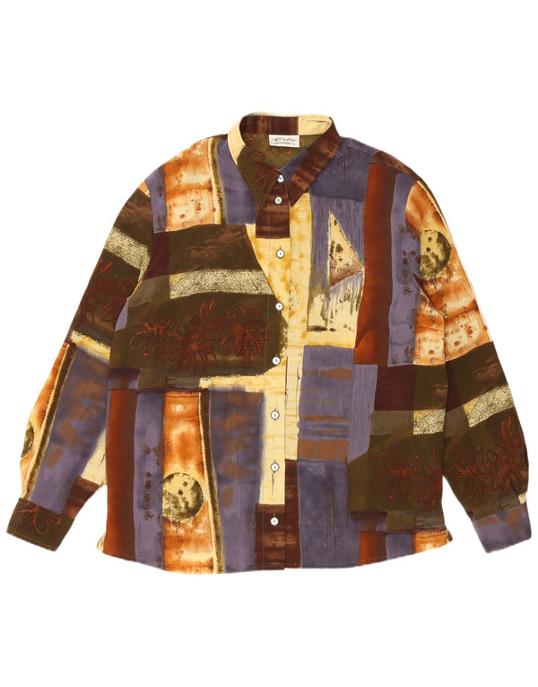 Blusa camisera para mujer Erto EU 44 XL Poliéster patchwork multicolor