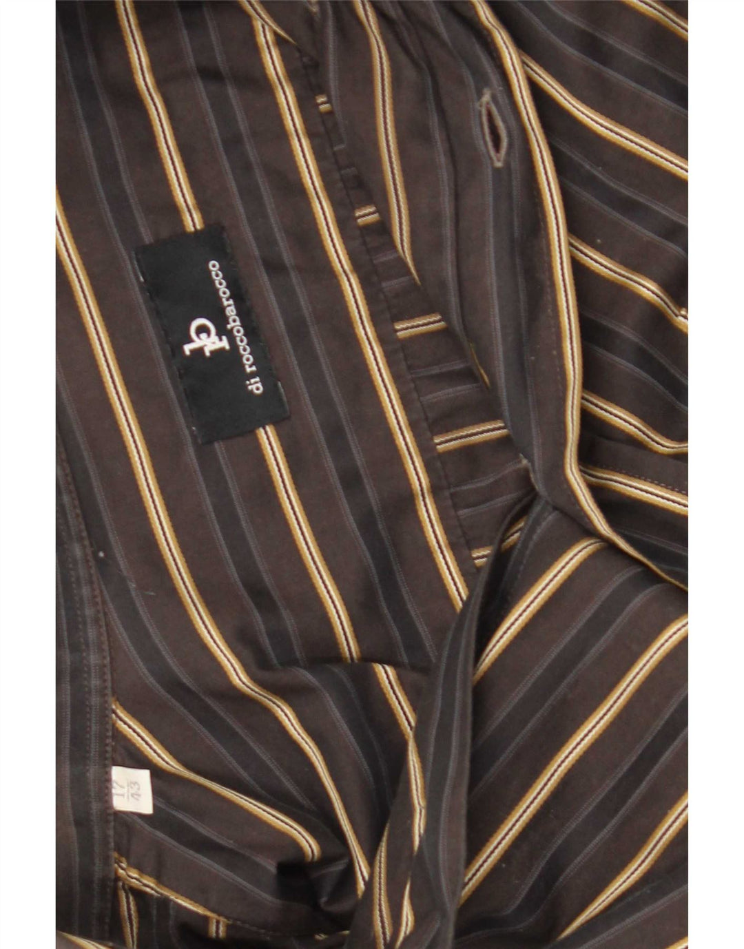 Camisa Roccobarocco Hombre Talla 43 17 XL Marrón Rayas