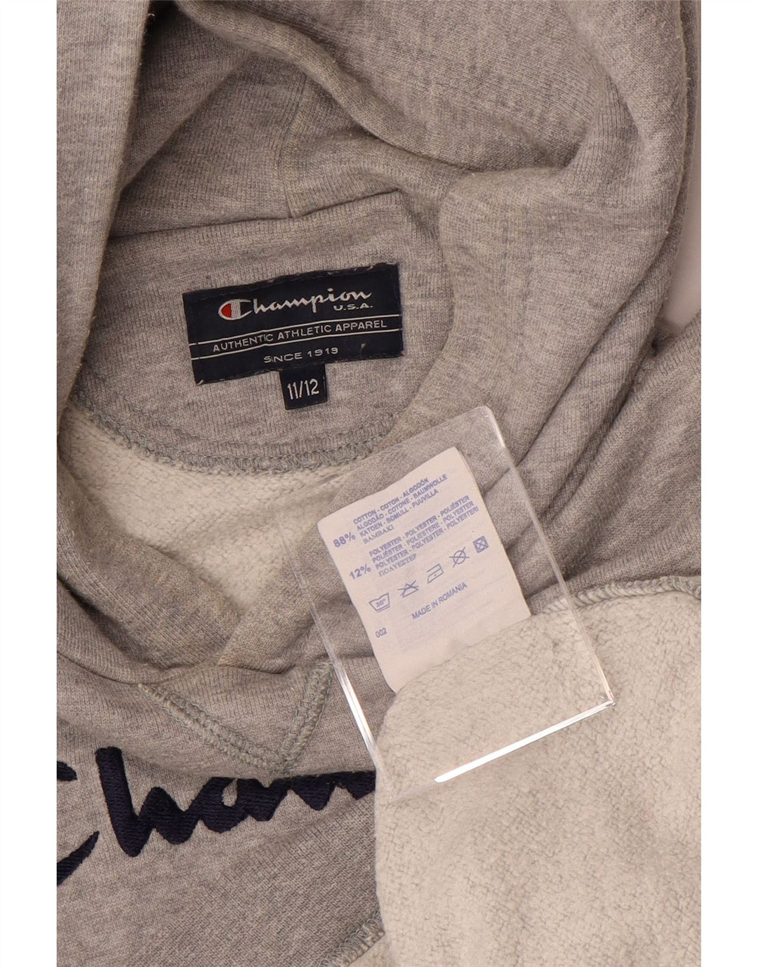 CHAMPION Jersey con capucha gráfica para niños 11-12 años Algodón gris