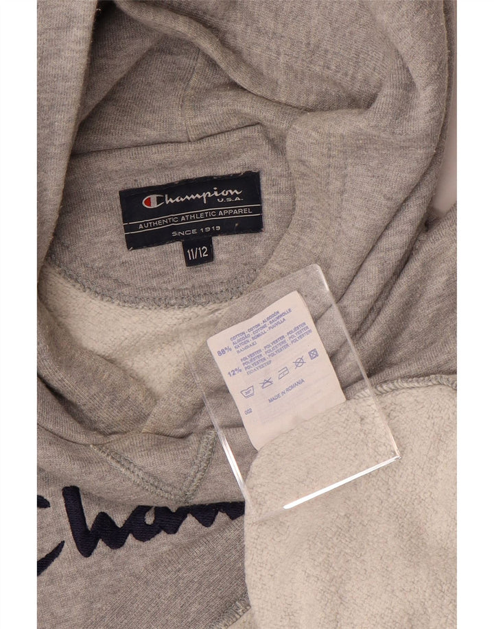 CHAMPION Jersey con capucha gráfica para niños 11-12 años Algodón gris