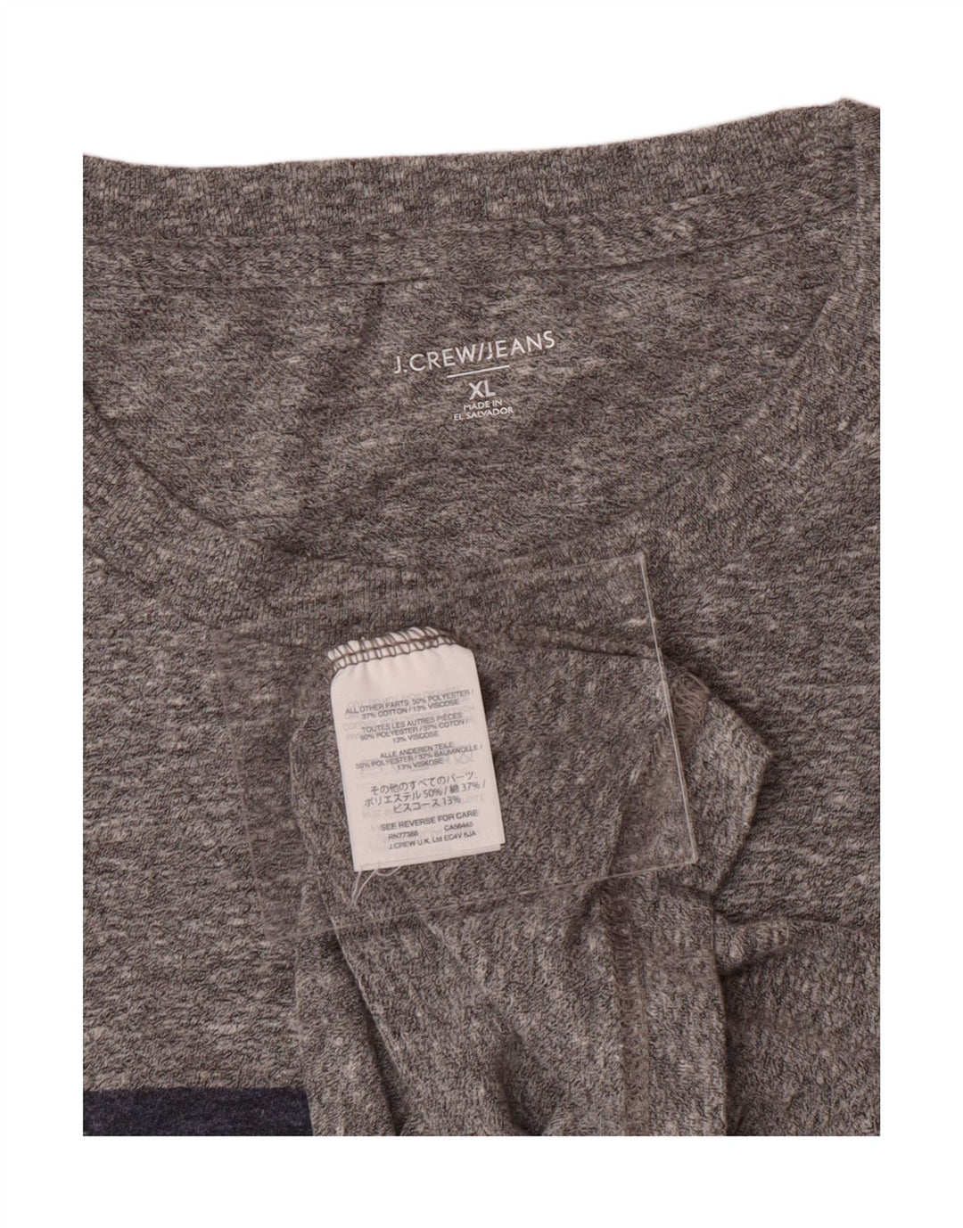 J. CREW Mens T-Shirt Top XL Grey Colourblock Polyester Vintage J. Crew and Second-Hand J. Crew from Messina Hembry 