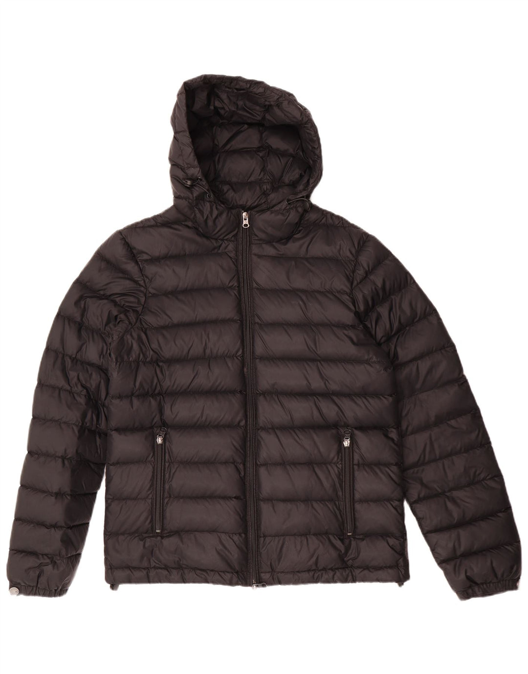 ARMANI JEANS Chaqueta acolchada con capucha para mujer UK 44 Mediana Poliamida negra