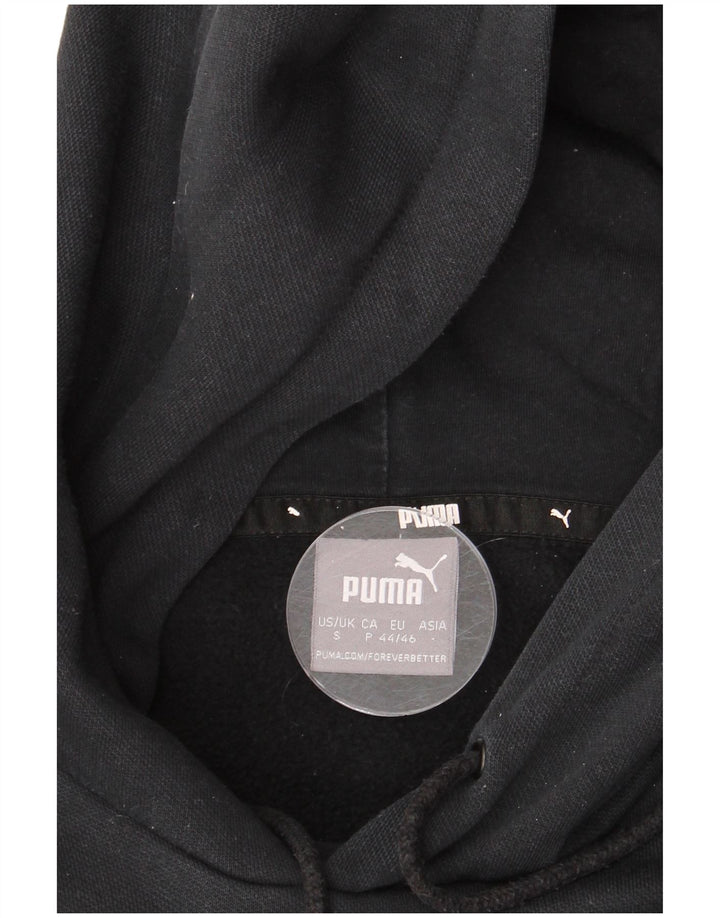 Puma Sudadera con capucha gráfica para hombre, talla pequeña, algodón negro