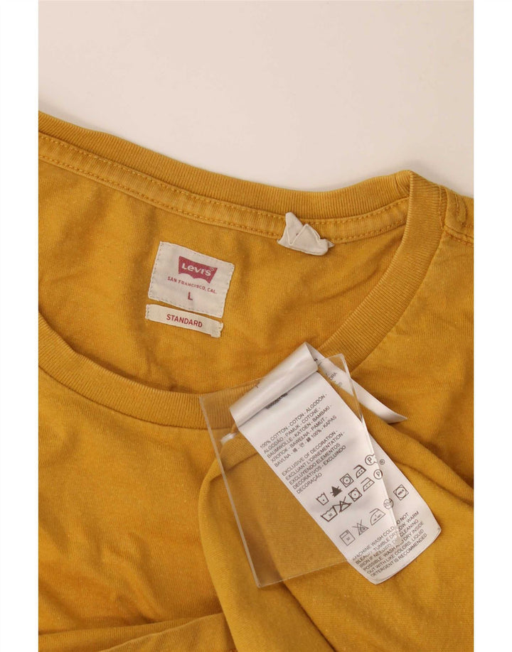 Levi's Camiseta estándar para hombre Top grande de algodón amarillo