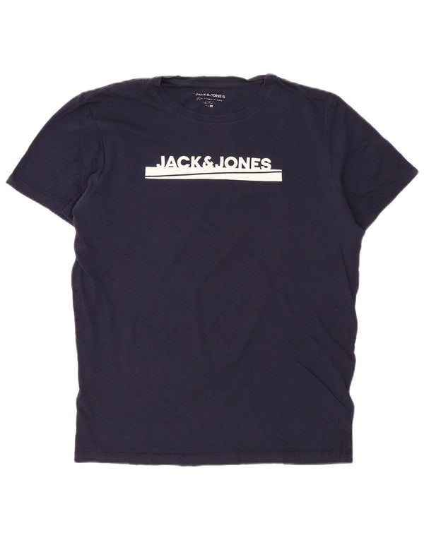 JACK & JONES Hombre Camiseta Gráfica Top Medium Azul Marino Algodón