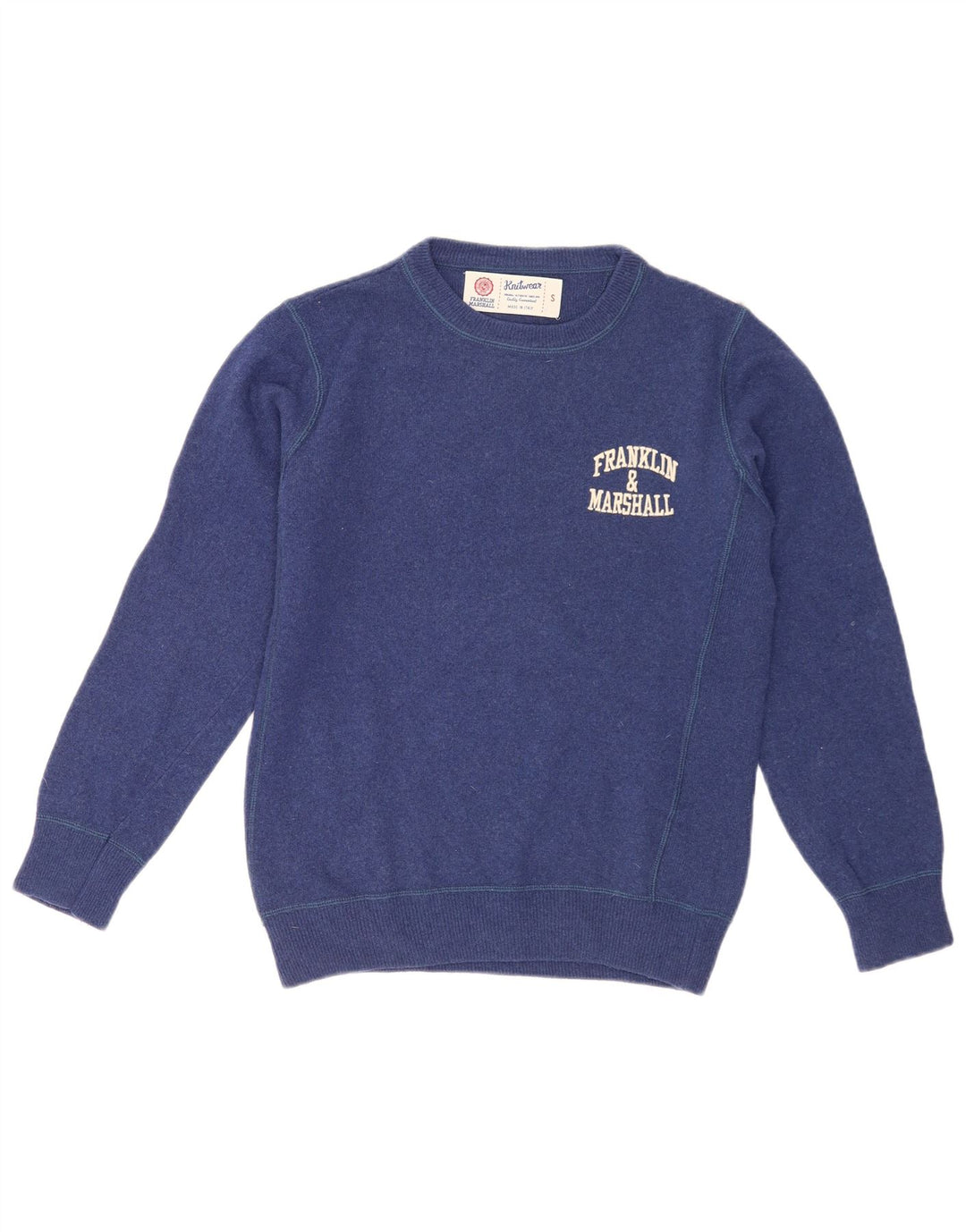 Franklin Marshall Mens Graphic Crew Neck Jumper Suéter Pequeño Azul Marino