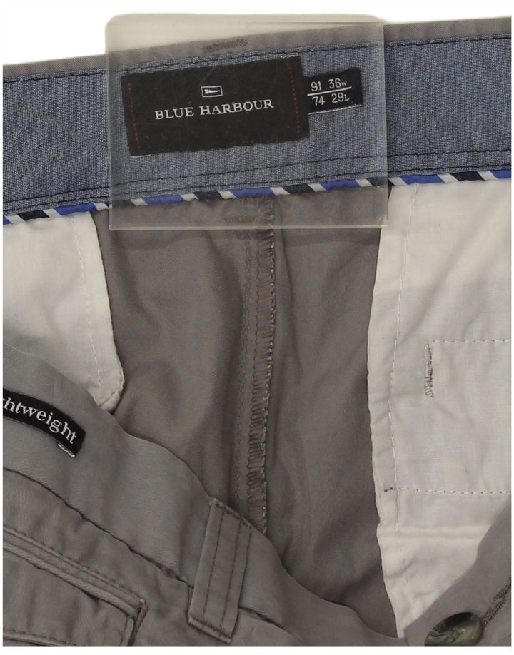 Marks & Spencer Pantalón chino recto azul Harbor para hombre W36 L29 Gris