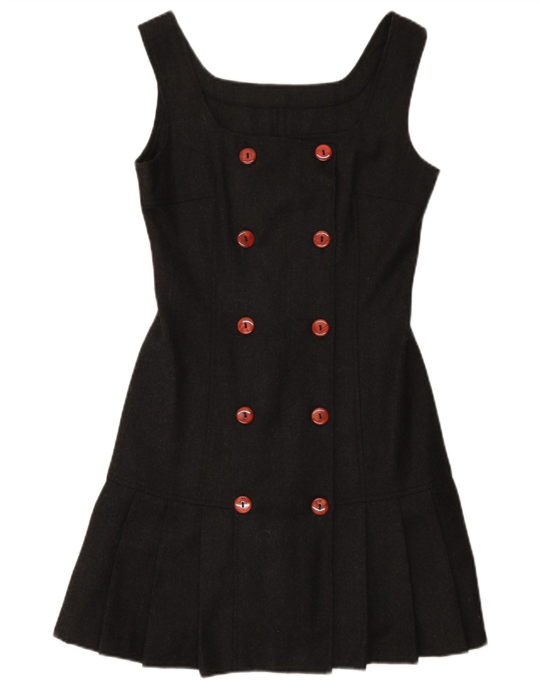 Vintage mujer sin mangas A-Line vestido IT 40 pequeña lana gris