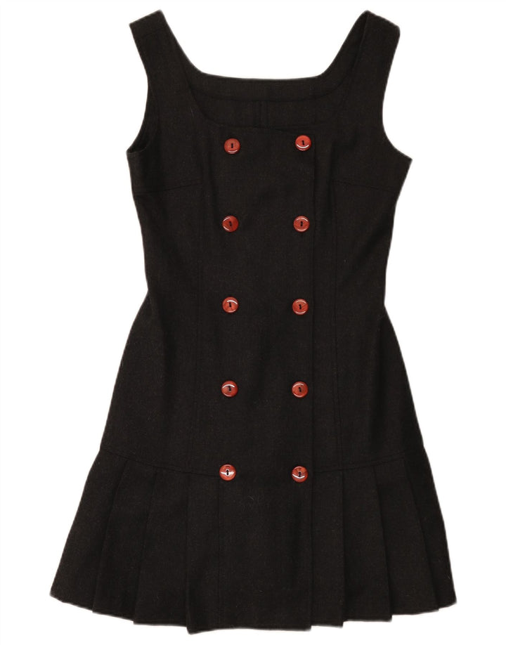 Vintage mujer sin mangas A-Line vestido IT 40 pequeña lana gris