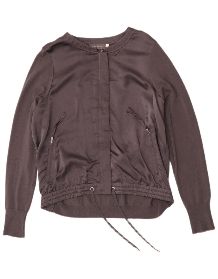 MINT VELVET Chaqueta superior de chándal para mujer UK 12 Seda gris medio