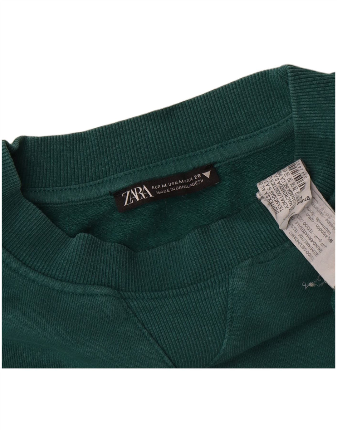 Zara Hombre Sudadera Jumper Algodón Verde Medio