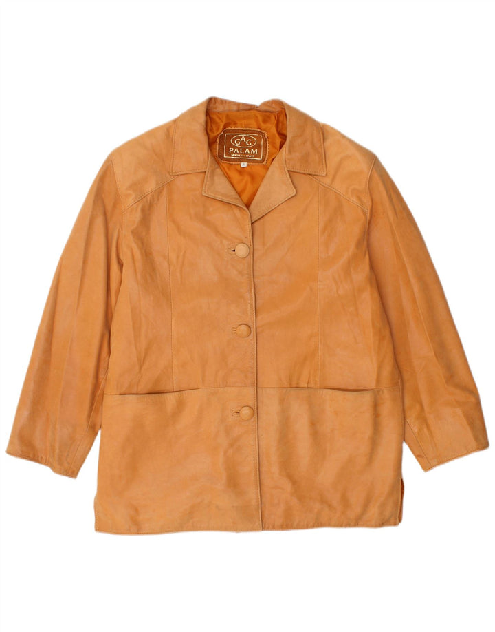 Vintage mujer chaqueta de cuero Reino Unido 16 grande beige