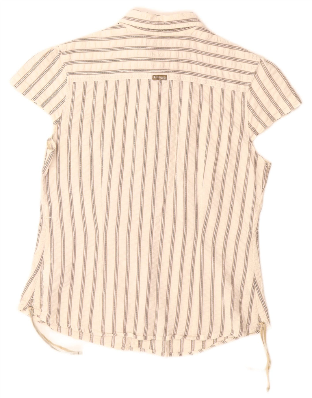 COLUMBIA Camisa de manga corta para mujer UK 44 Grande Algodón a rayas blancas