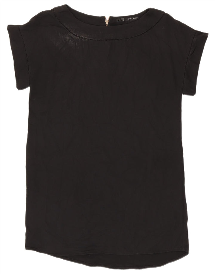ZARA Mujer Blusa Top UK 46 Large Negro
