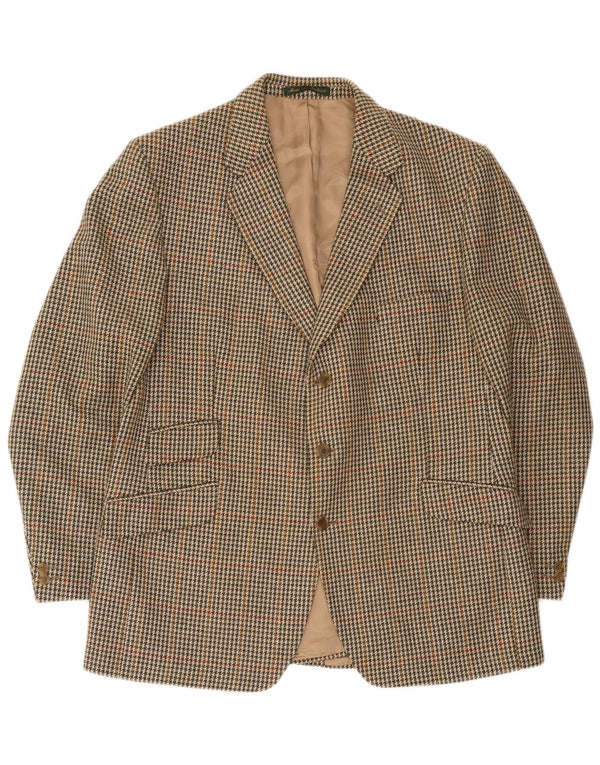 DONEGAL Chaqueta Blazer de 3 Botones para Hombre UK 46 3XL Beige Pata de Gallo Lana Nueva