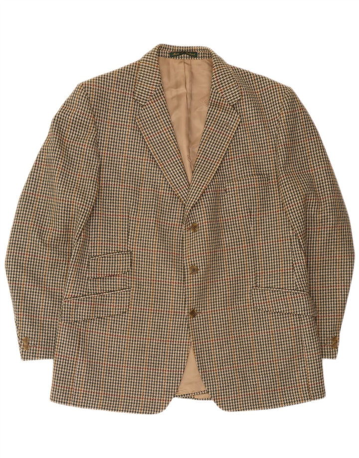 DONEGAL Chaqueta Blazer de 3 Botones para Hombre UK 46 3XL Beige Pata de Gallo Lana Nueva