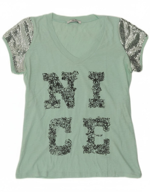 Liu Jo Camiseta gráfica para mujer Top UK 42 Medium Green Modern
