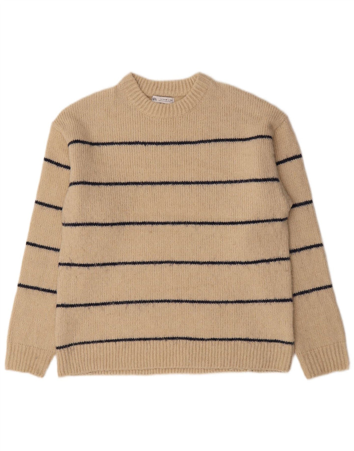 Zara Jersey Niño Cuello Redondo 13-14 Años Beige Rayas Poliéster