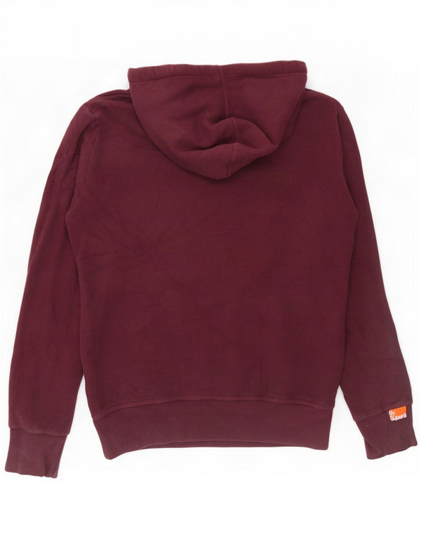 Superdry Jersey con capucha gráfica de algodón en color burdeos medio