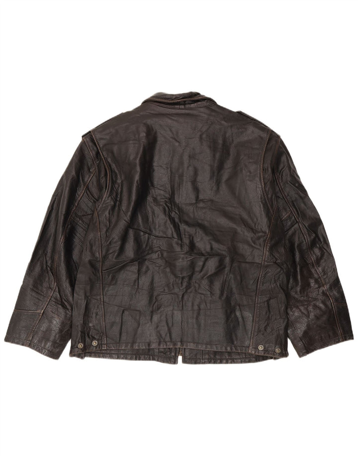Bikers Chaqueta motera de cuero para hombre IT 52 XL Cuero marrón