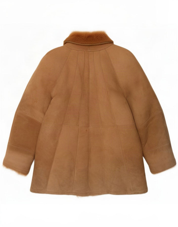 Abrigo de piel de oveja vintage para mujer IT 44 Beige medio