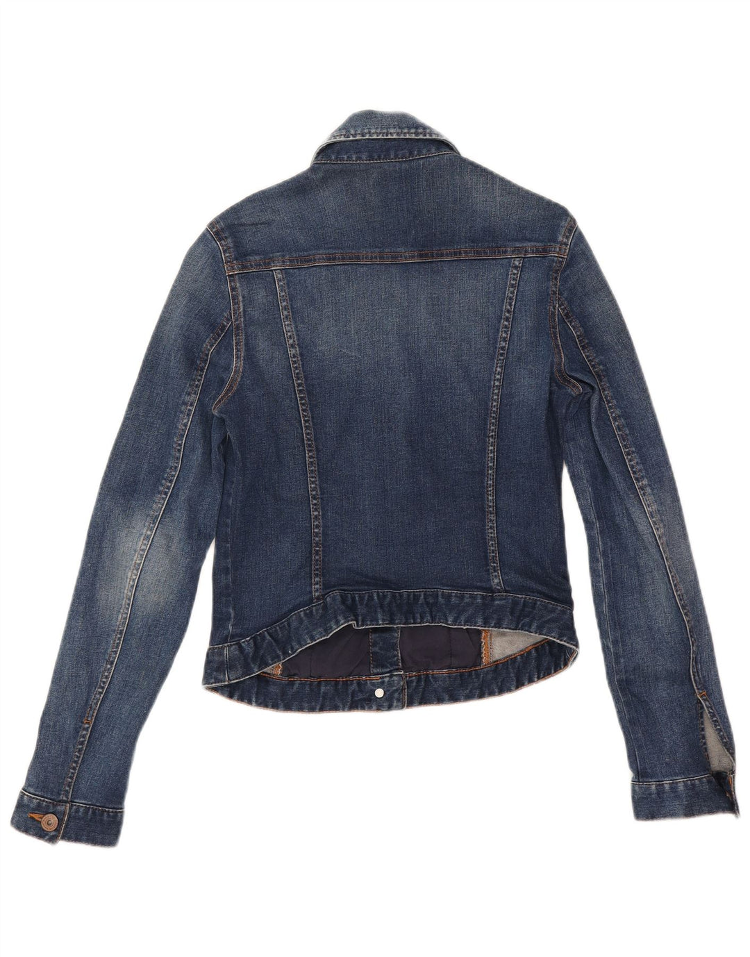 Zara Mujer Crop Denim Chaqueta UK 10 Small Azul Algodón
