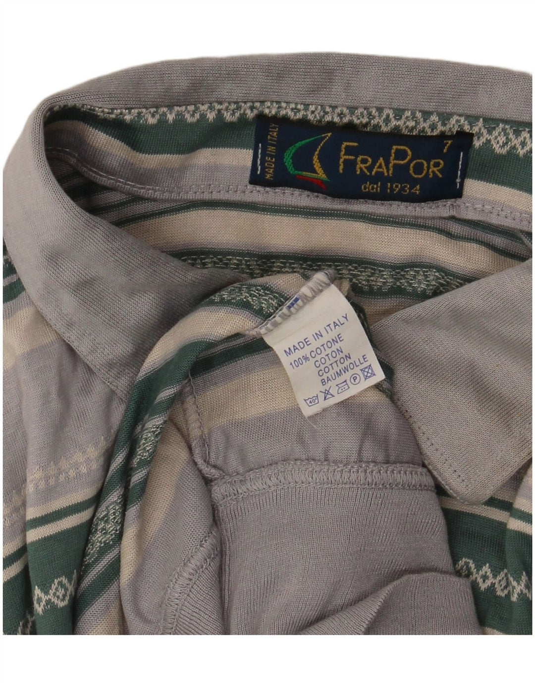 FraPor Polo para hombre de algodón a rayas gris grande