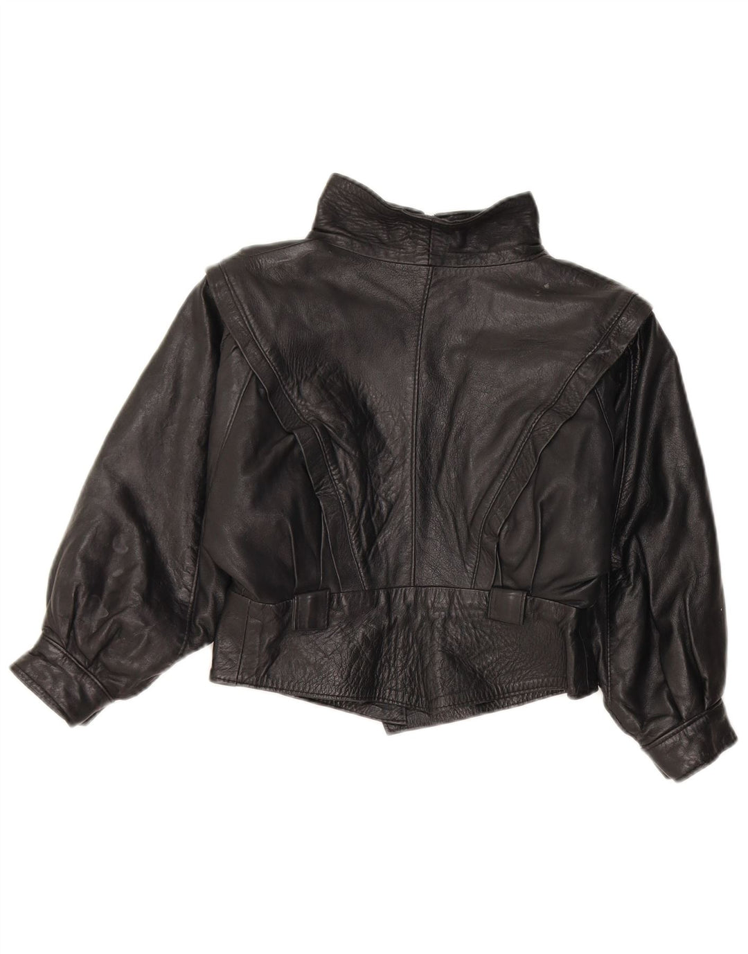 Chaqueta de cuero vintage para niñas 7-8 años cuero negro medio