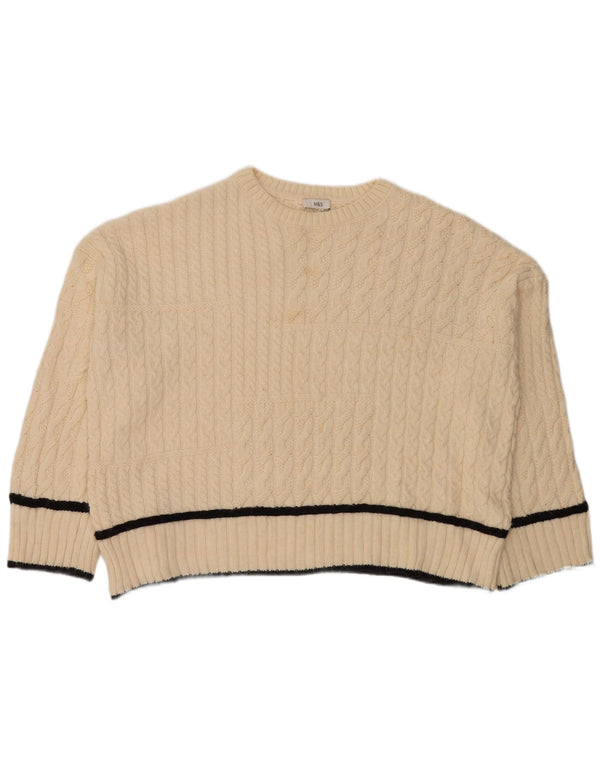 Marks & Spencer Jersey extragrande con cuello redondo para mujer UK 40 XL Blanco