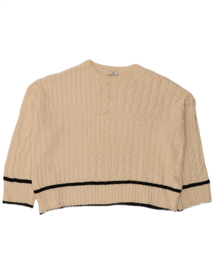 Marks & Spencer Jersey extragrande con cuello redondo para mujer UK 40 XL Blanco