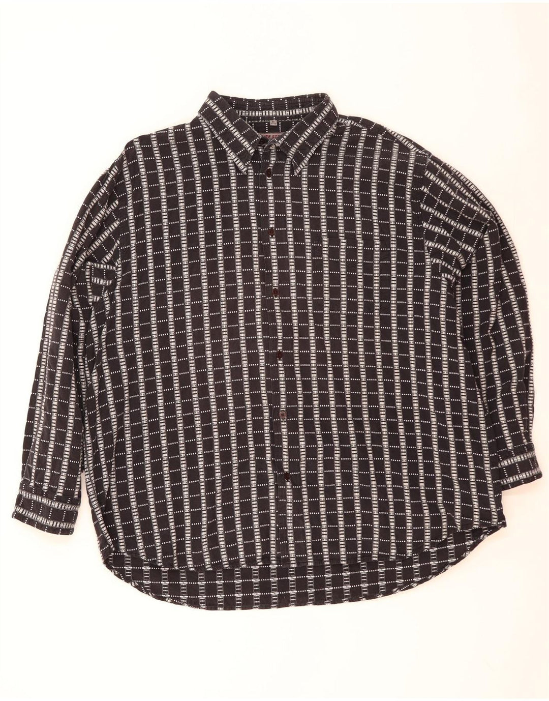 Camisa vintage para hombre talla 47/48 2XL azul marino cheque algodón