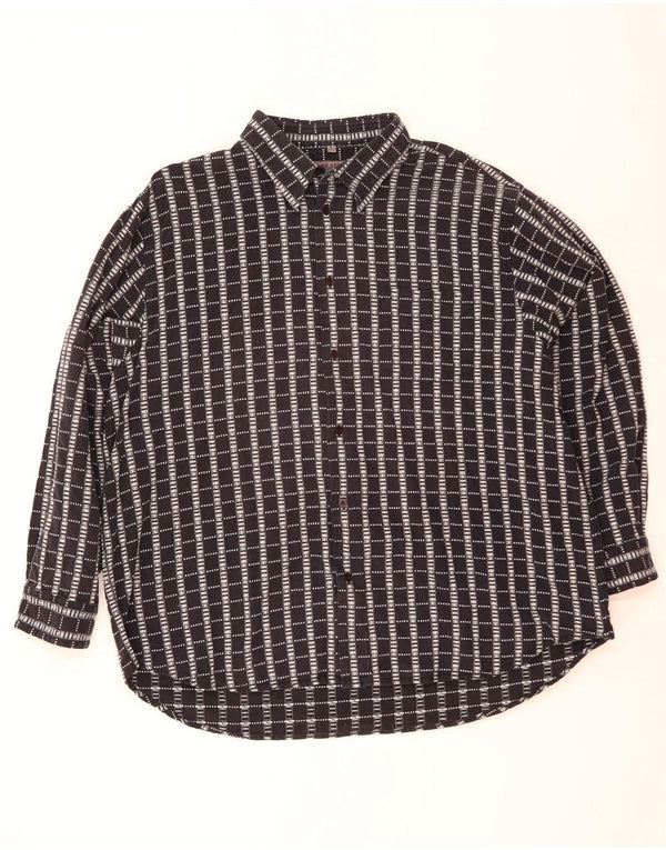 Camisa vintage para hombre talla 47/48 2XL azul marino cheque algodón