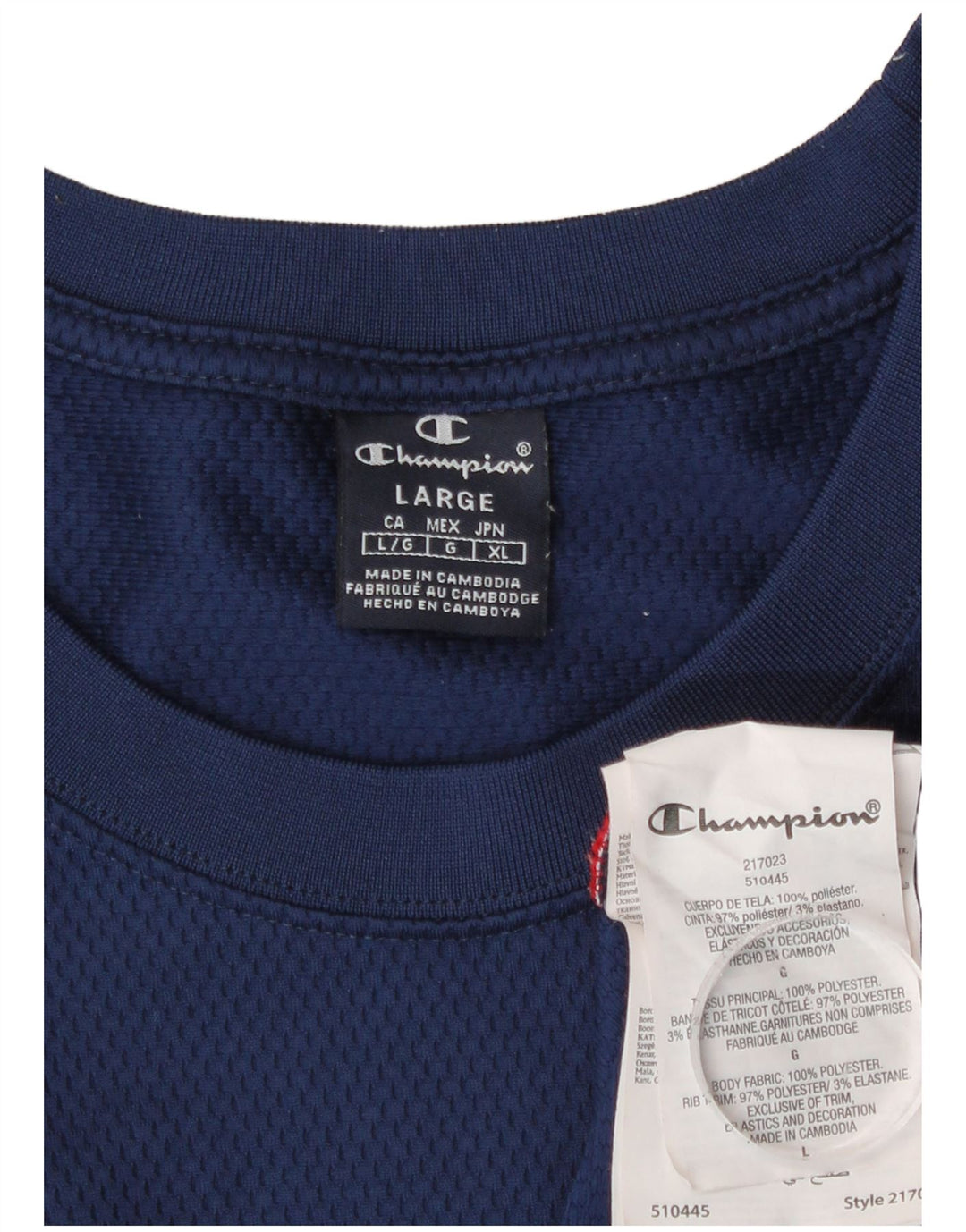 Champion Camiseta Sin Mangas Con Gráfico Para Hombre Grande Azul Marino Colorblock Poliéster