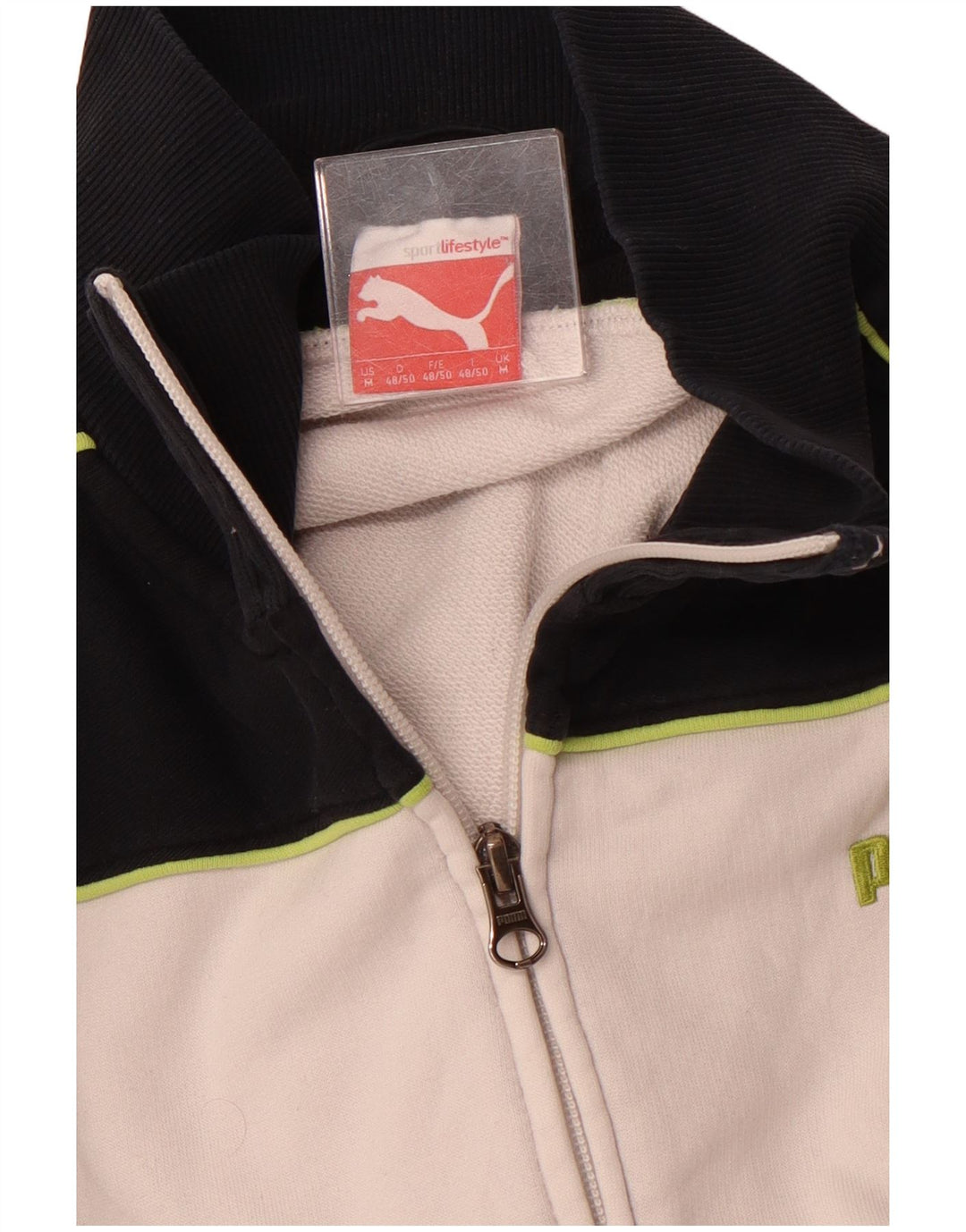 PUMA Chaqueta de chándal para hombre con bloques de color blanco mediano