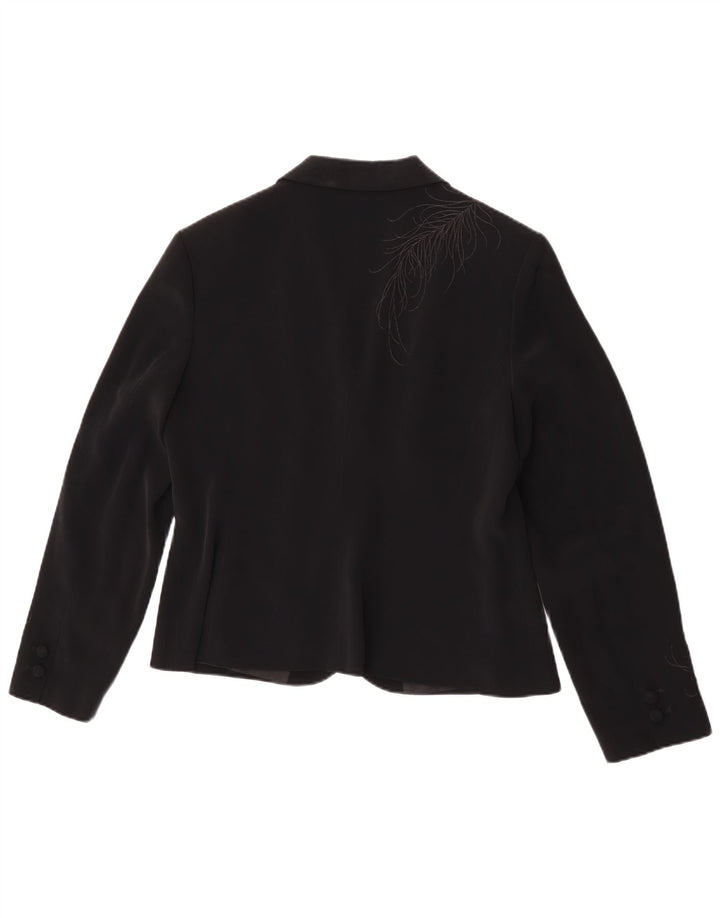 Laura Ashley Chaqueta Blazer de 1 Botón para Mujer UK 46 Grande Negro Floral