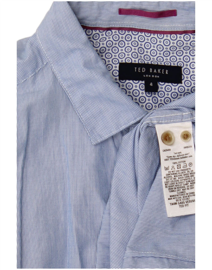 TED BAKER Camisa para hombre talla 4 grande algodón a rayas azules