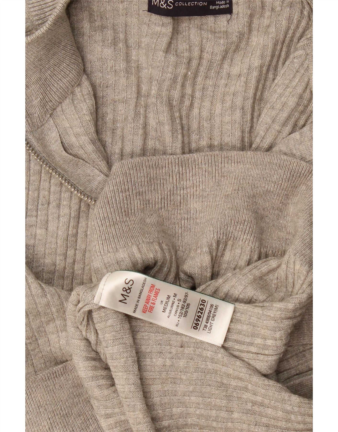 Marks & Spencer Jersey De Cuello Con Cremallera Para Hombre Viscosa Gris Medio