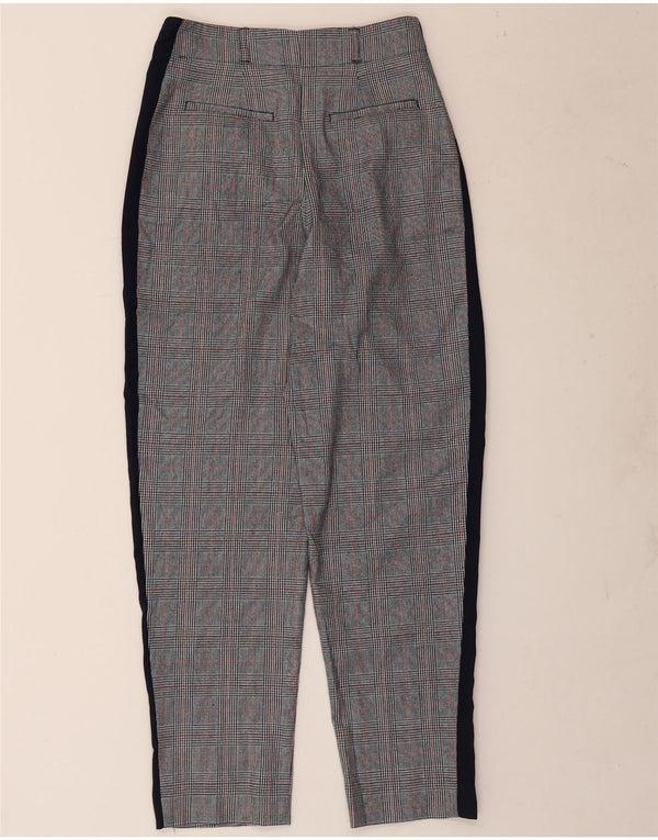 Topshop Pantalones chinos cónicos de cintura alta para mujer UK 6 XS W26 L28 Grey Check