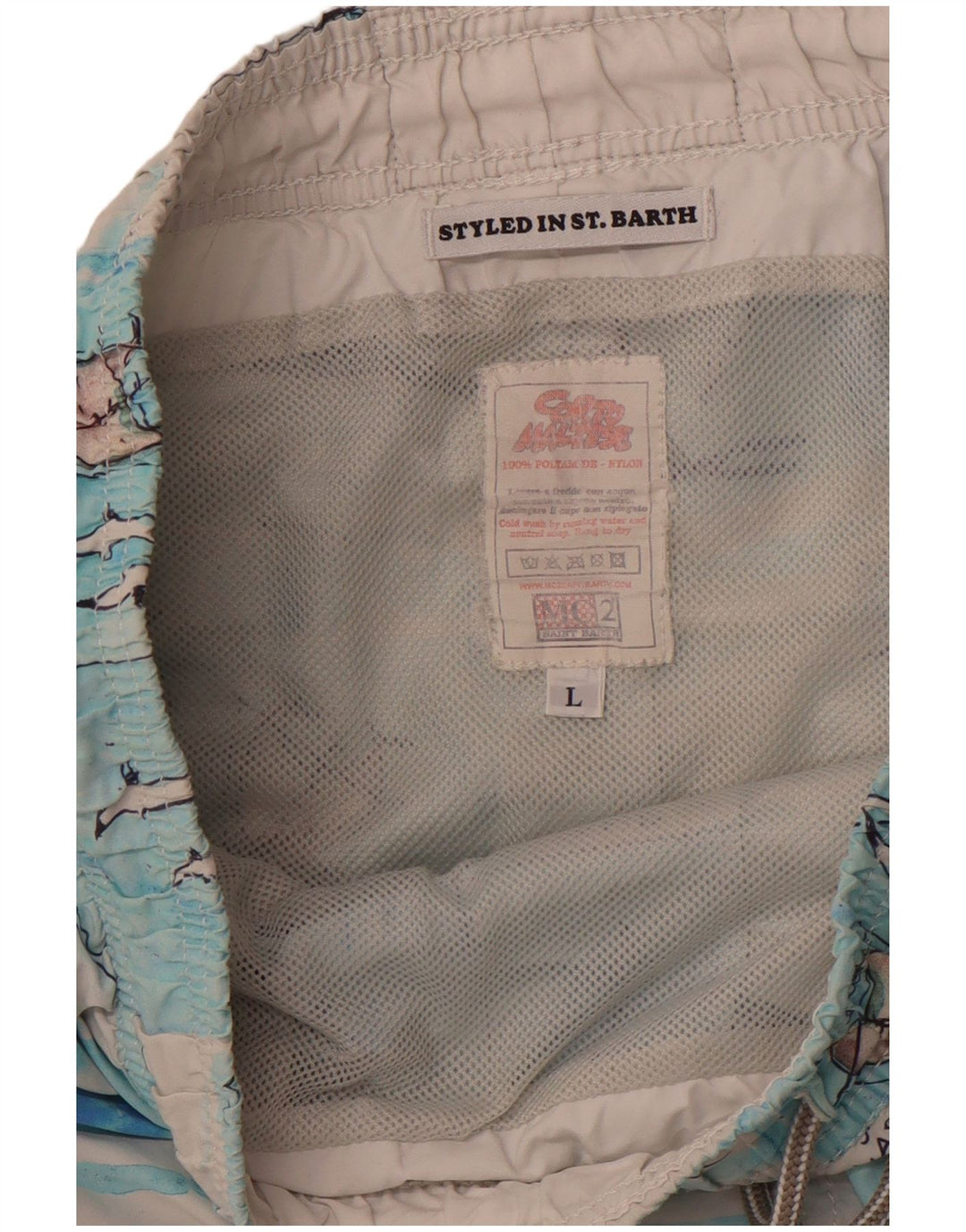 MC2 SAINT BARTH Bañador para hombre con estampado abstracto, talla grande, nailon azul