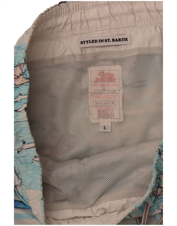 MC2 SAINT BARTH Bañador para hombre con estampado abstracto, talla grande, nailon azul